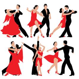 Set of dancing people silhouettes. Vector illustration